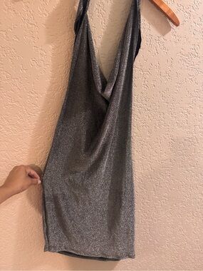 Silver Metallic Cowl Neck Dress